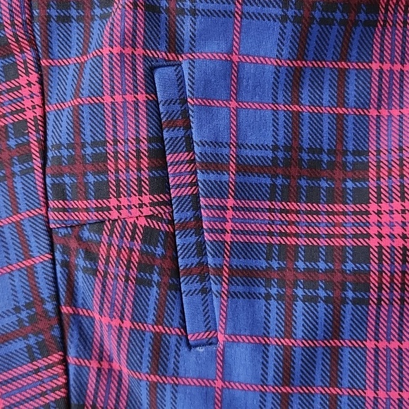 NWT Time & True Plaid Flare Ponte Pant Blue & Pink Ankle Pants Womens Size 16 - Picture 13 of 13